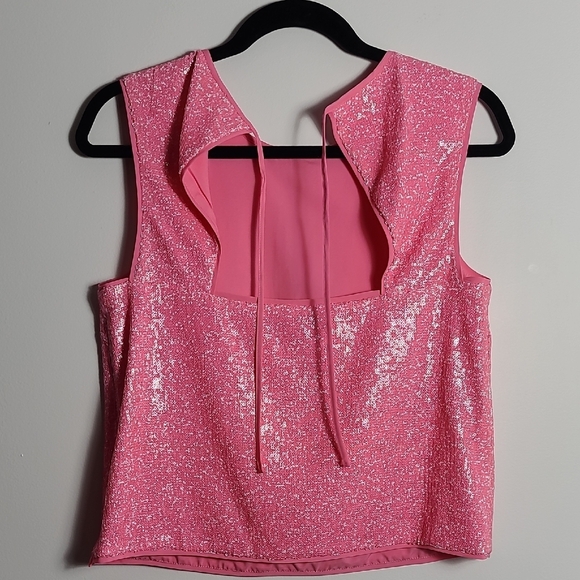 RACHEL ROY Addie Pink And White Speckled Sequin Sleeveless Top Size Medium - Picture 14 of 14